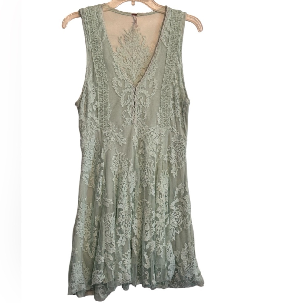 Free People Reign Over Me Sea Green Lace Dress - Picture 2 of 7